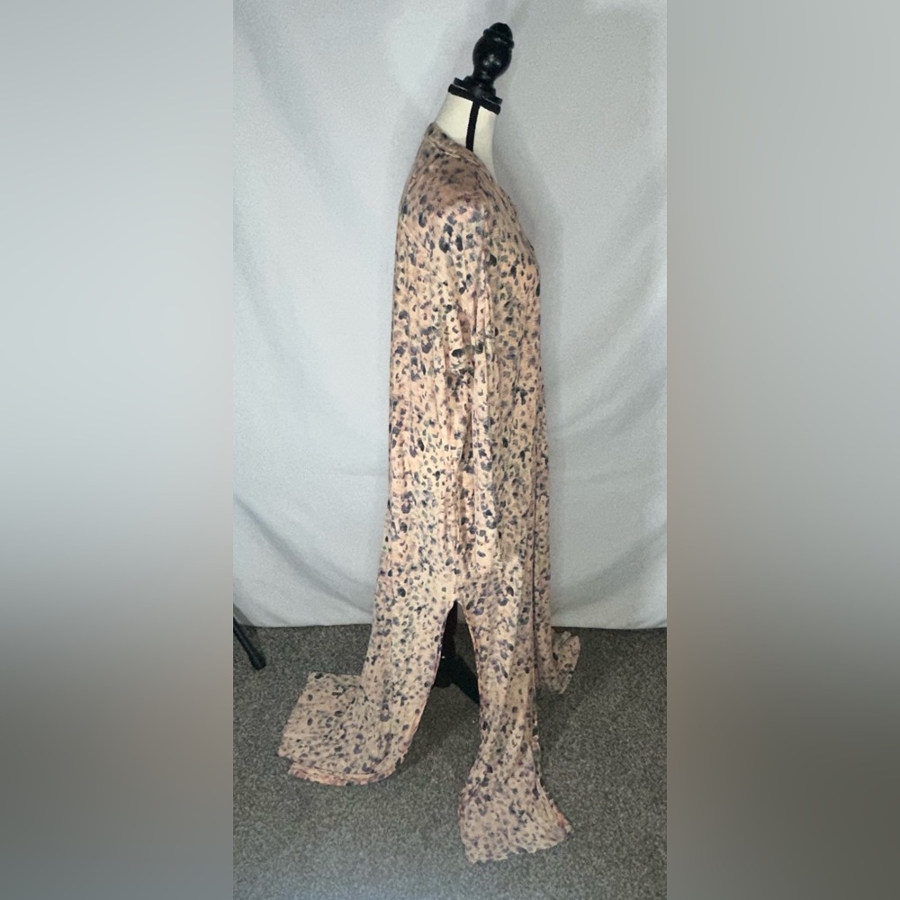 Intimately Free People Cheetah Print Maxed Out Maxi Button Dress Robe Duster Med - Picture 6 of 12